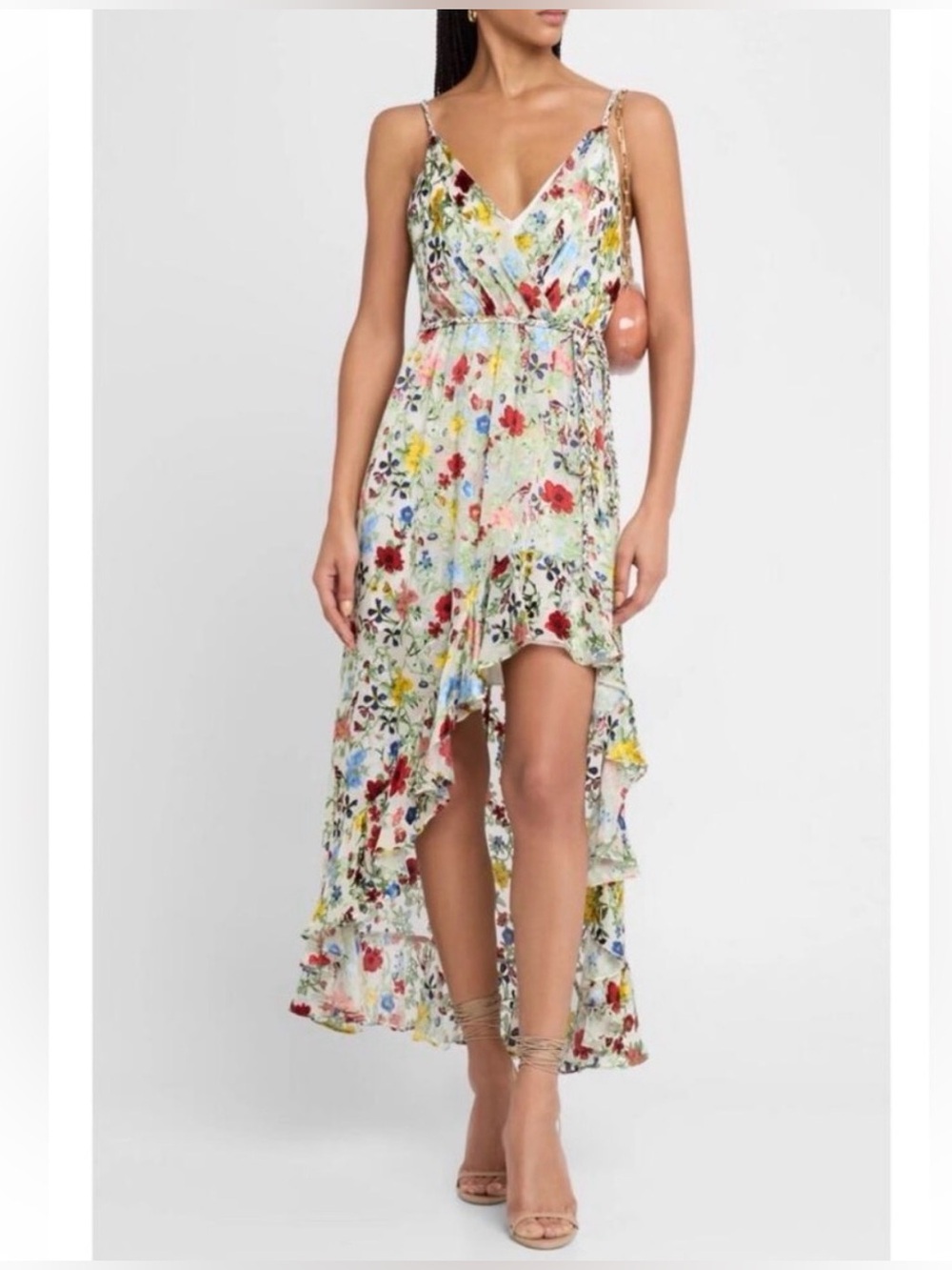 Alice + Olivia Tara Hi-Low Midi Dress in Color Dollhouse Floral Print Size 6